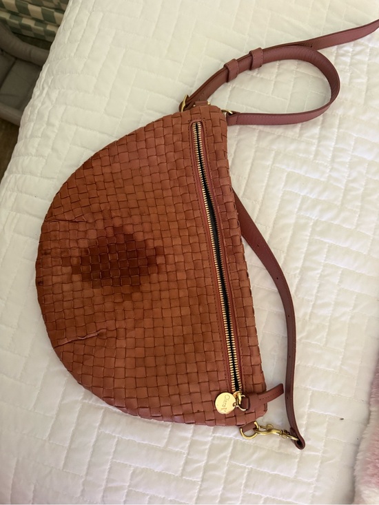 Clare V. Handbags - Clare V. Grande Fanny Rose Clay Woven Checker